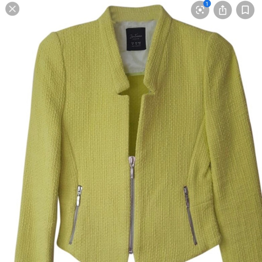 ZARA TRAFALUC NEON YELLOW BLAZER SZ S